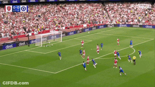 Arsenal Vs Chelsea Soccer Game In Deel Stadium GIF