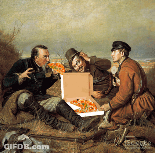 Art Piece Eating Pizza Party GIF