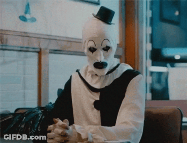 Art The Clown Trying To Behave GIF