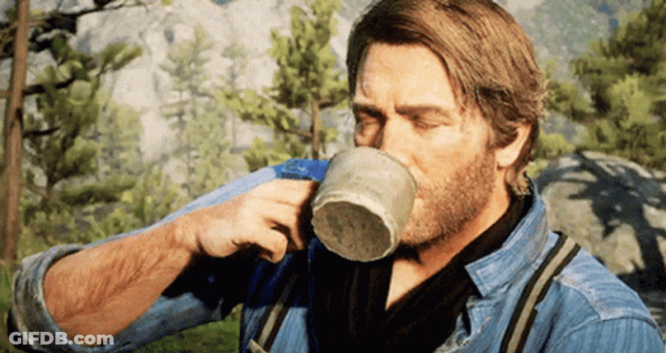 Arthur Morgan Drinking GIF