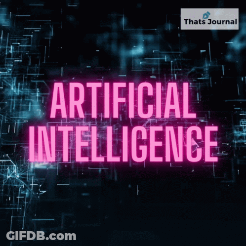 Artificial Intelligence Sign In Pink On Dark Background GIF
