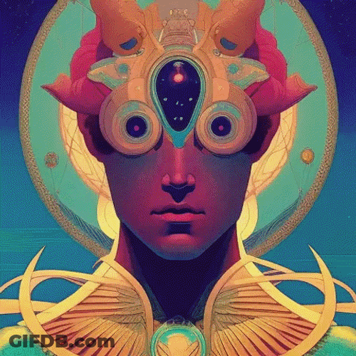 Artistic Abstract Face Colorful Optical Illusion GIF