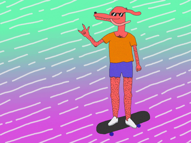 Artistic Dog Art Skateboard Jorts GIF