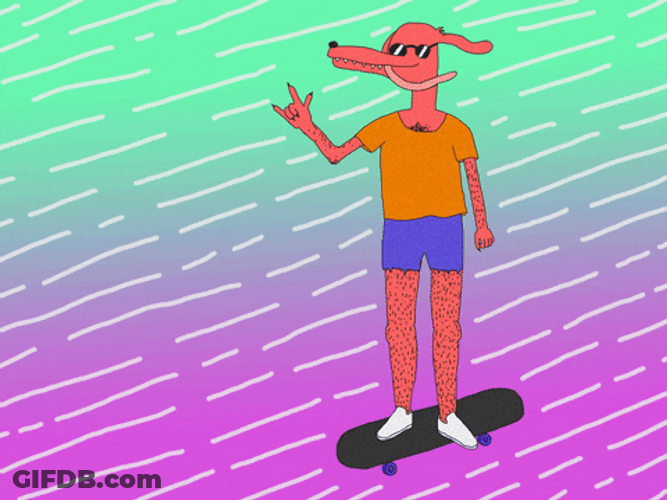 Artistic Dog Art Skateboard Summer Rock GIF