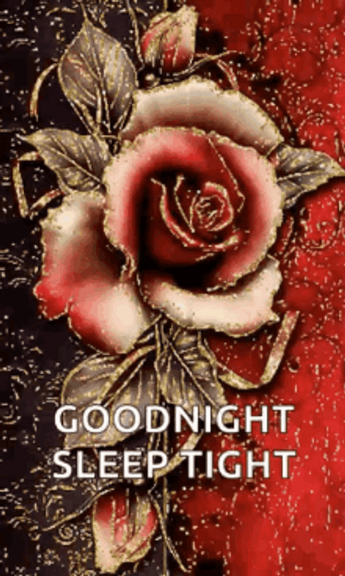 Artistic Glittering Rose Good Night Sleep Tight GIF