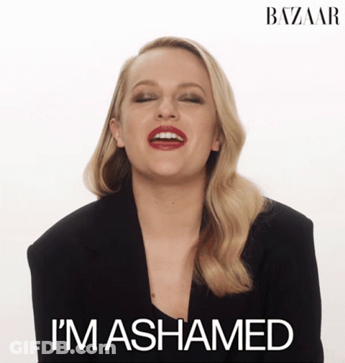 Ashamed Blonde Girl With Red Lips GIF