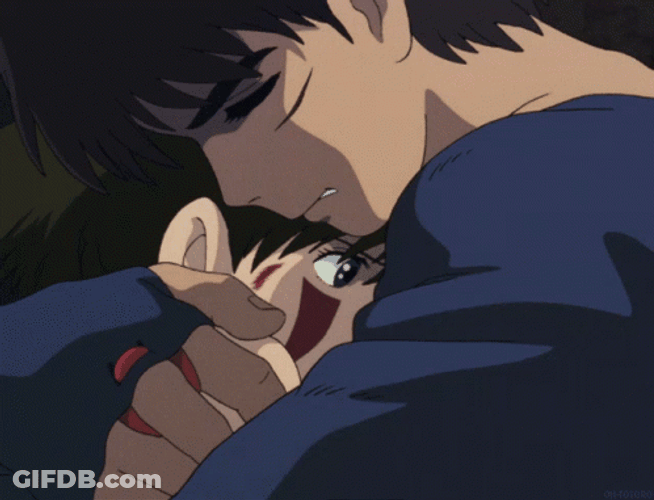 Ashitaka Hugging Princess Mononoke GIF