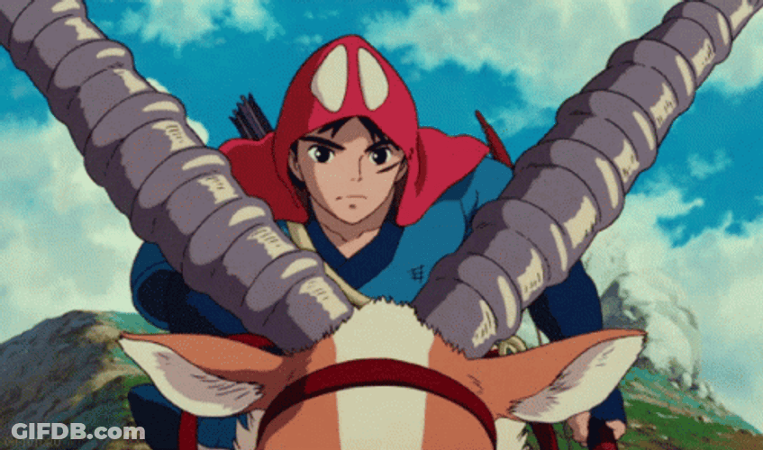 Ashitaka Riding Yakul GIF