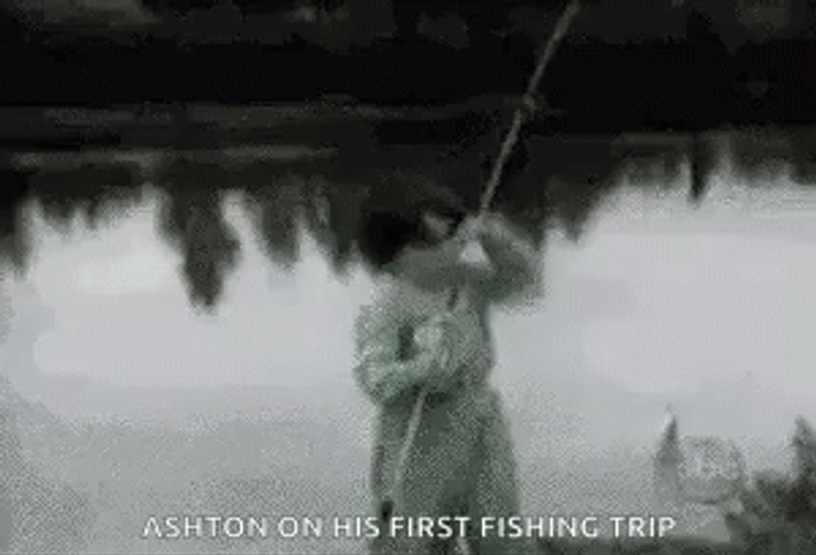 Ashton On His First Funny Fishing GIF