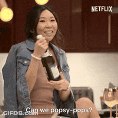 Asian Girl Champagne Popping GIF