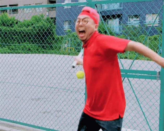 Asian Guy Swing And A Miss GIF