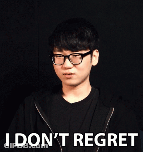 Asian Man With Eyeglasses No Regrets Statement GIF