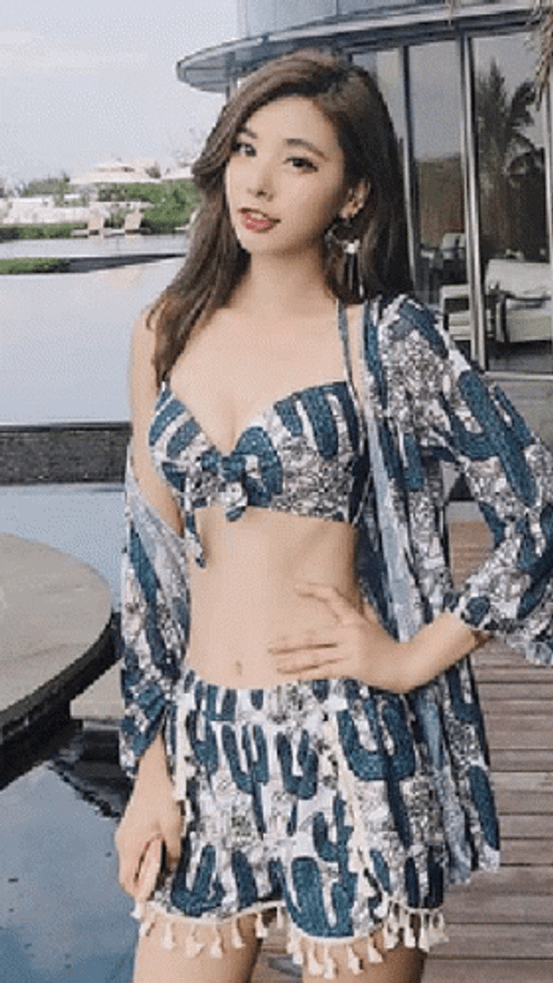 Asian Model Wearing Sexy Bikini GIF