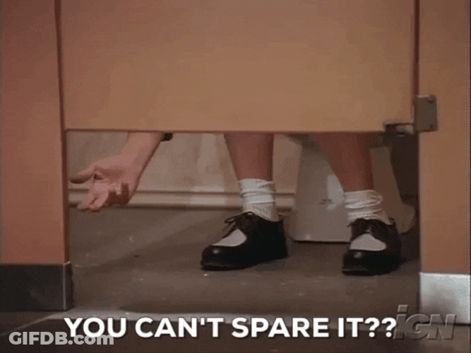 Asking Toile Paper Spare Change GIF