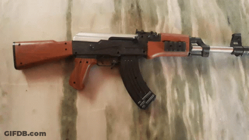 Assault Rifle With Wooden Handle GIF