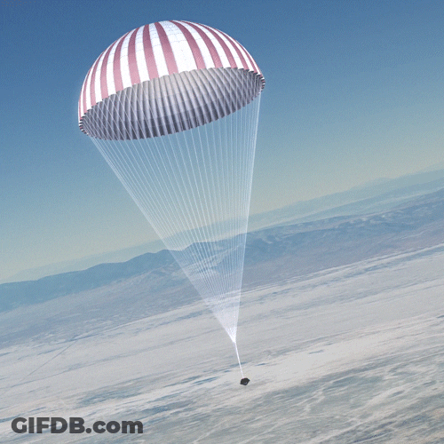 Asteroid Parachute Falling GIF