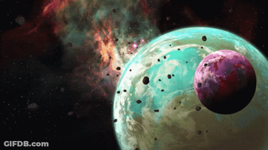 Asteroids And Planet Earth GIF