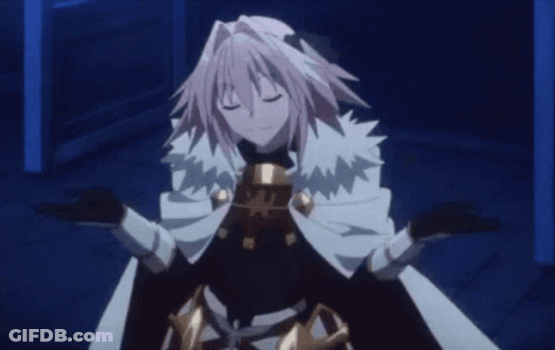 Astolfo Disappointed Reaction Hands Up Surrender GIF