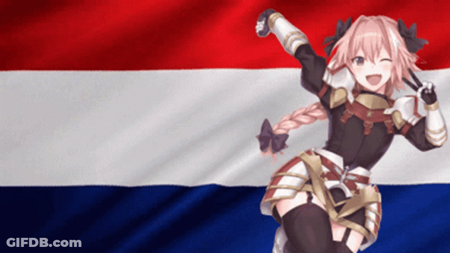 Astolfo Happy Wink Netherland Flag Waving GIF