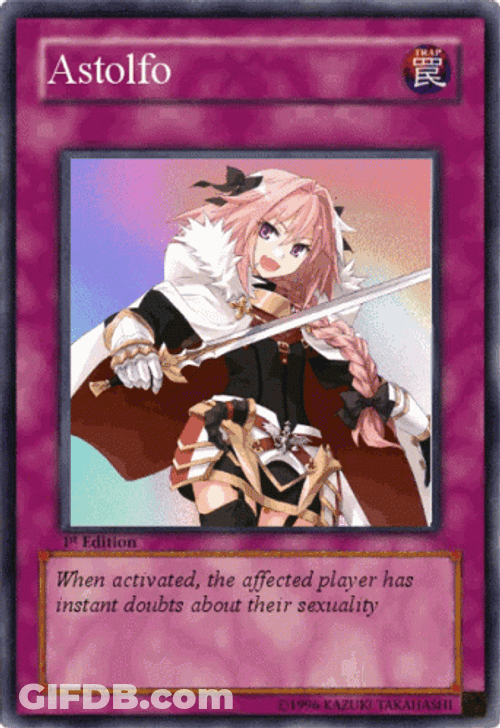 Astolfo Wielding Sword Trading Card GIF