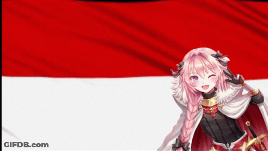 Astolfo Winking Polish Flag Background GIF