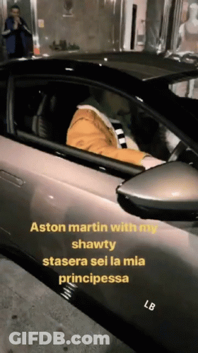 Aston Martin With My Shawty Stasera Sei La Mia Principessa Written On The Side Of A Car GIF
