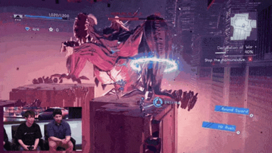 Astral Chain Fighting Huge Monster GIF