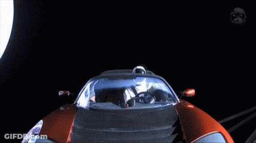 Astronaut Driving Car In Front Of Earth GIF