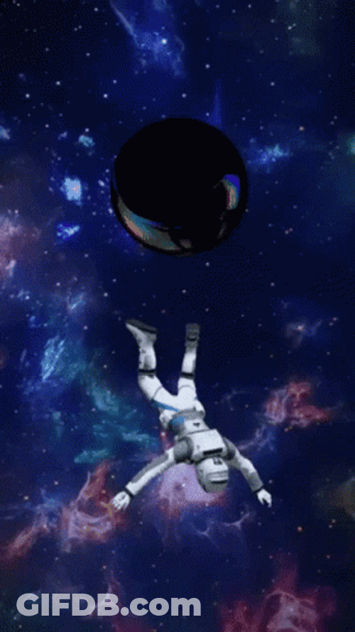 Astronaut Floating With Planet GIF