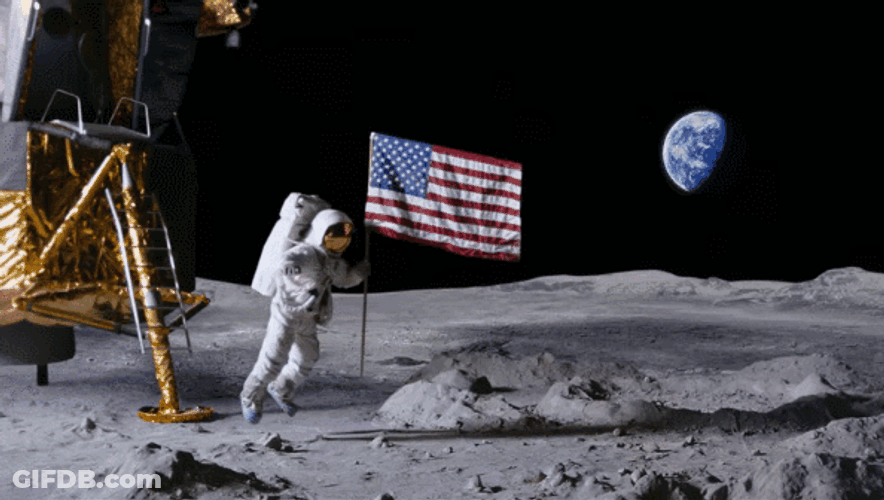 Astronaut Holding An American Flag Murica GIF