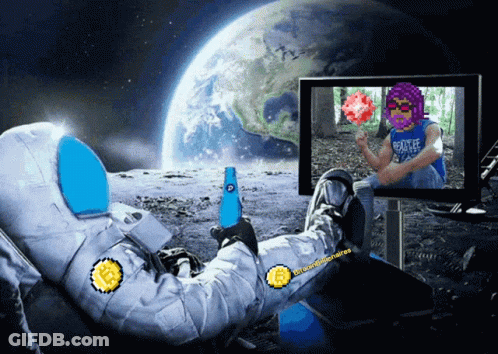 Astronaut Laying On Moon With Beer GIF