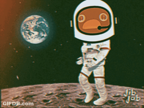 Astronaut On Moon With Jib Job GIF