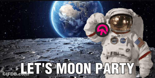 Astronaut On Moon With Lets Moon Party GIF