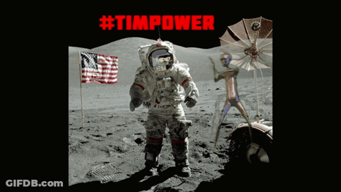 Astronaut On Moon With Red #Timpower GIF