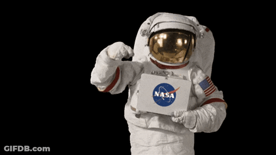 Astronaut Pointing At Nasa Sign GIF