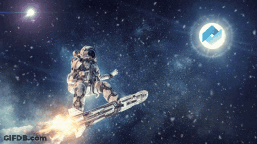 Astronaut Riding Rocket In Outer Space GIF
