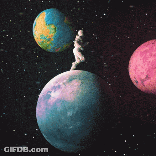 Astronaut Standing On A Planet In Space GIF