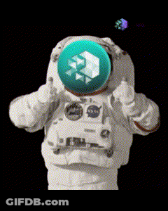 Astronaut Thumbs Up With Green Cube In Helmet GIF