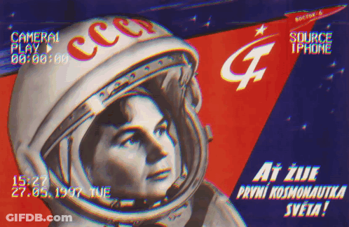 Astronaut With CCCP On Helmet GIF
