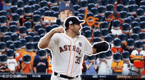 Astros Baseball Player Standing In Front Of Crowd GIF