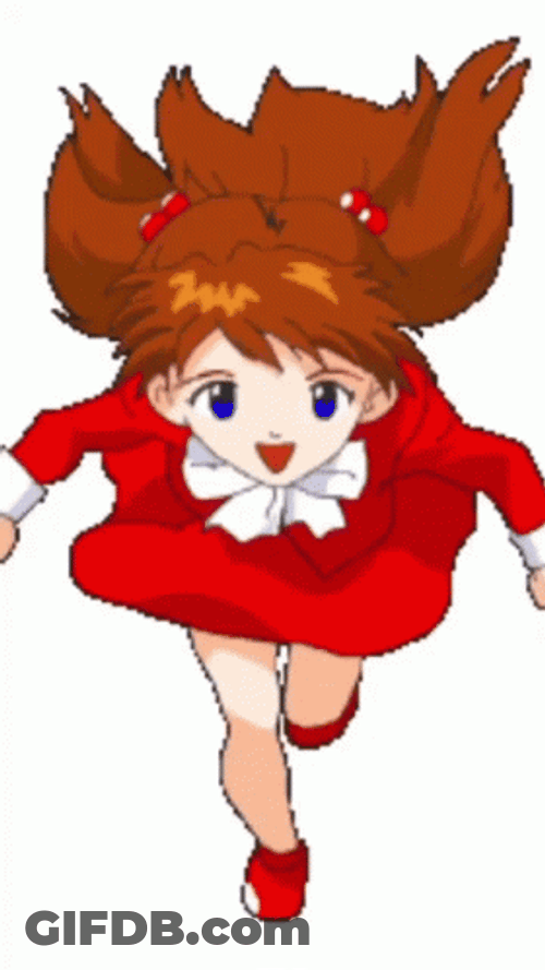 Asuka Evangelion Running Towards You GIF