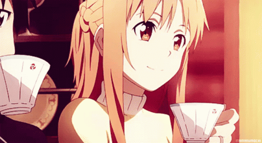 Asuna Drinking Her Tea GIF