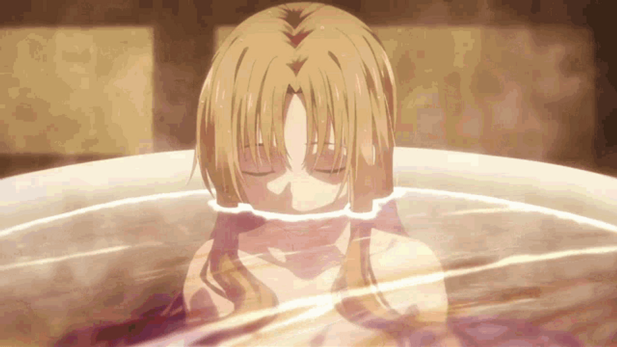 Asuna In Her Hot Tub GIF