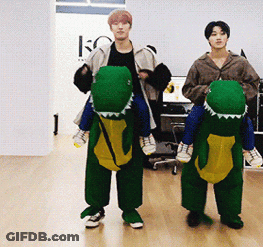 Ateez Member In Dino Costume GIF