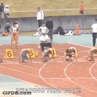 Athletes Getting Ready To Run On Track GIF
