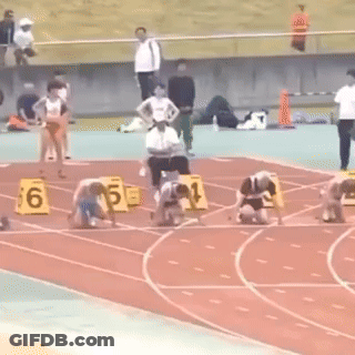 Athletes Ready To Run On Track With Yellow Blocks 6 5 1 GIF