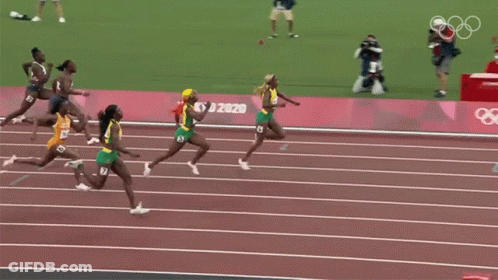 Athletes Running On Track With Numbers 1-9 GIF