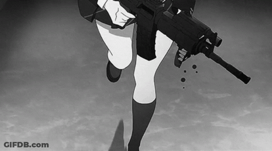 Athletic Anime Running Gun GIF