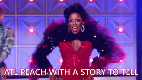 Atl Peach With A Story To Tell Written On A Screen GIF