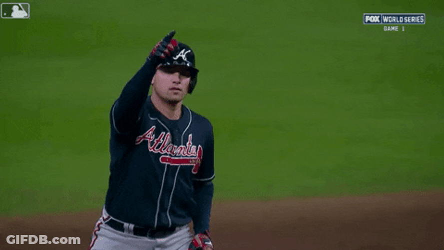 Atlanta Braves Austin Riley Celebrate Chop GIF
